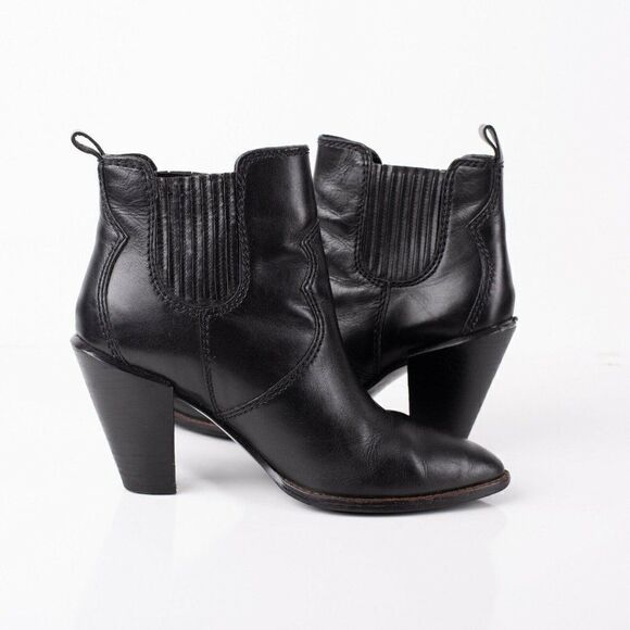 Coach Westyn Womens Black Leather Heeled Ankle Boots Booties Sz 9.5 Eu 39.5 - Picture 2 of 8